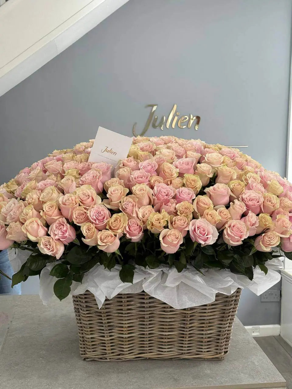 The Kensington Pastel Sovereign — 300 Blush Garden Rose Grand Basket Dome