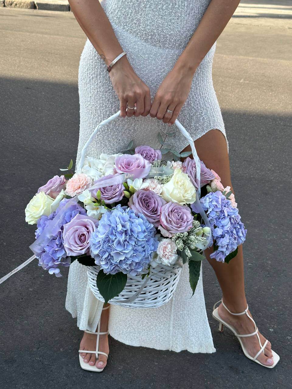 Luxury Basket Arrangement in Blue & Purple Tones