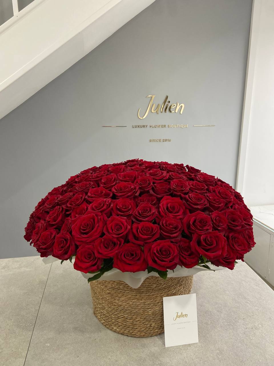 150 Red Roses in a Basket