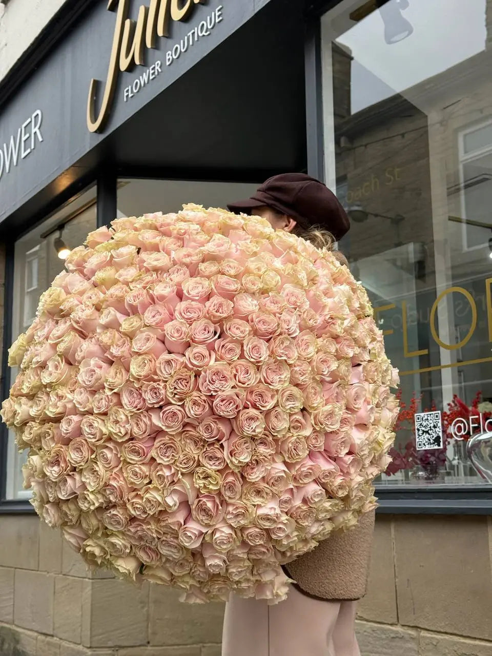 The Celestial Orb — 300 Blush Garden Rose Haute Couture Floral Sphere